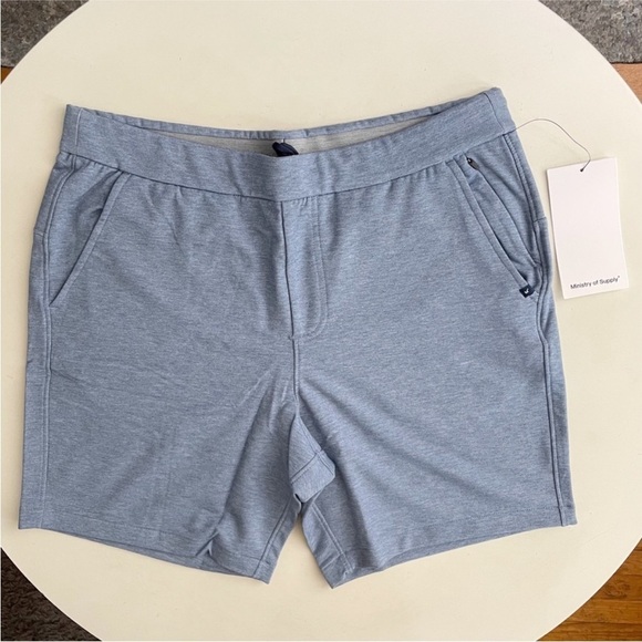 Ministry of Supply Men’s 7” Fusion Terry Short Lunar Blue Size Large New - Picture 2 of 10